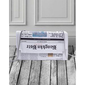 Novelty Newspaper Evening Handbag Clutch Crossbody Bag Envelope Purse Chain